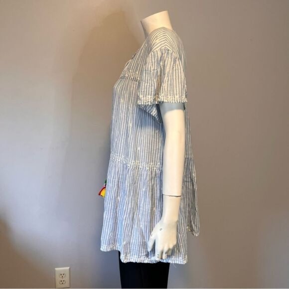 Zara trf Collection Blue White Stripes Casual Cotton Dress Size S - M - Picture 3 of 7